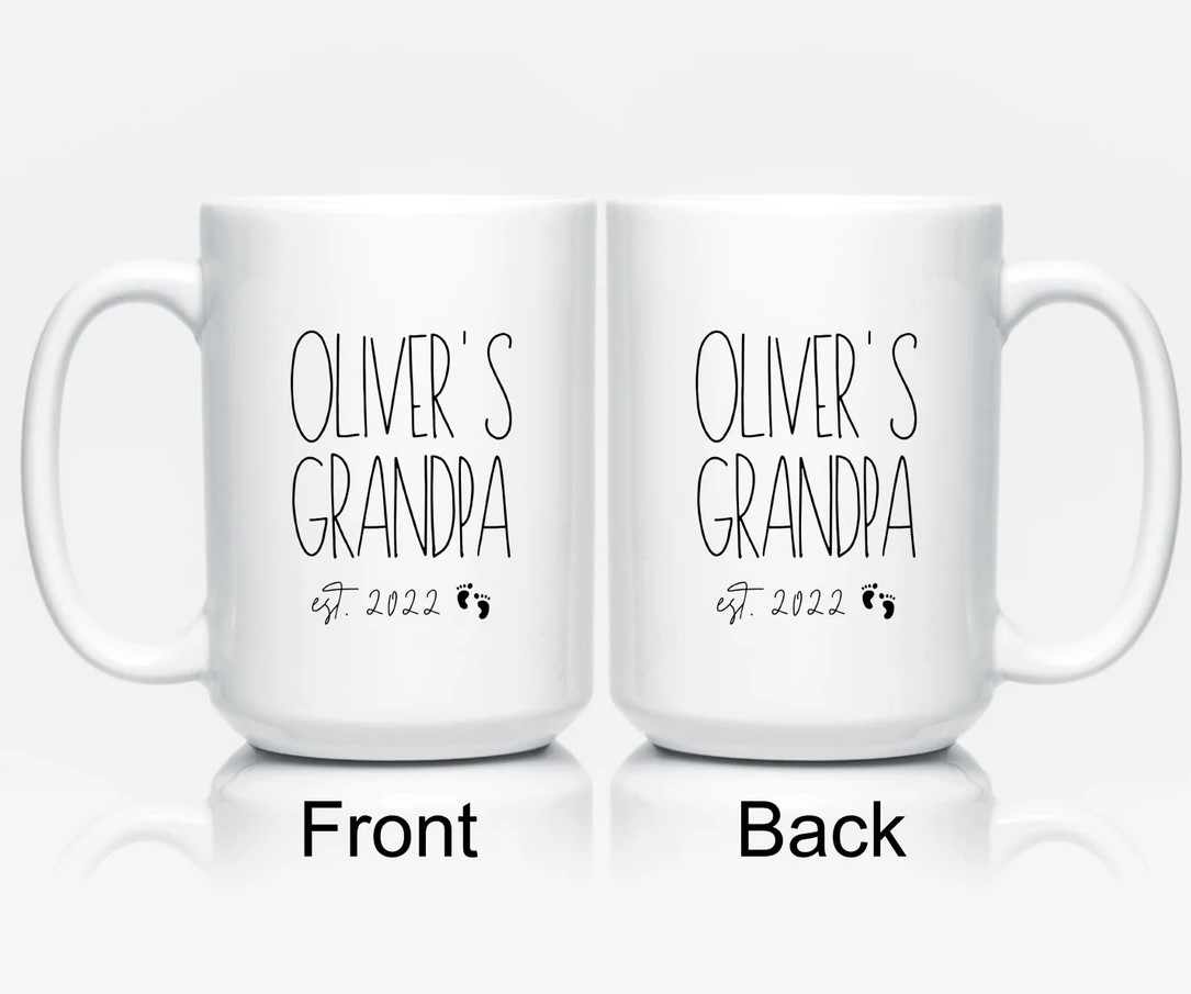 Personalized Grandpa Est Mug Custom Grandpa 2022 Mug First Time Grandpa Mug Fathers Day Gift